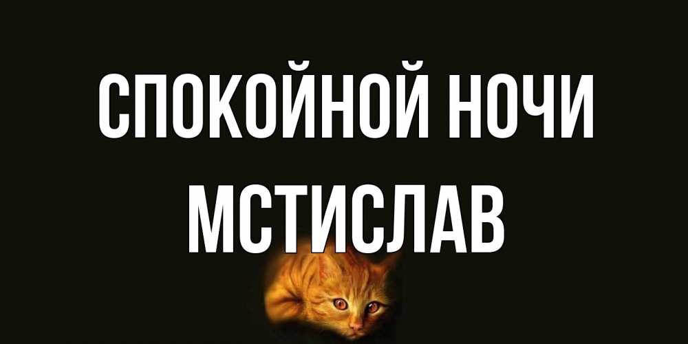 Открытка на каждый день с именем, Мстислав Спокойной ночи кот Прикольная открытка с пожеланием онлайн скачать бесплатно 