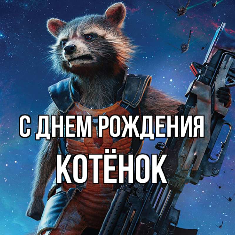 Картинка С днем рождения, Котёнок