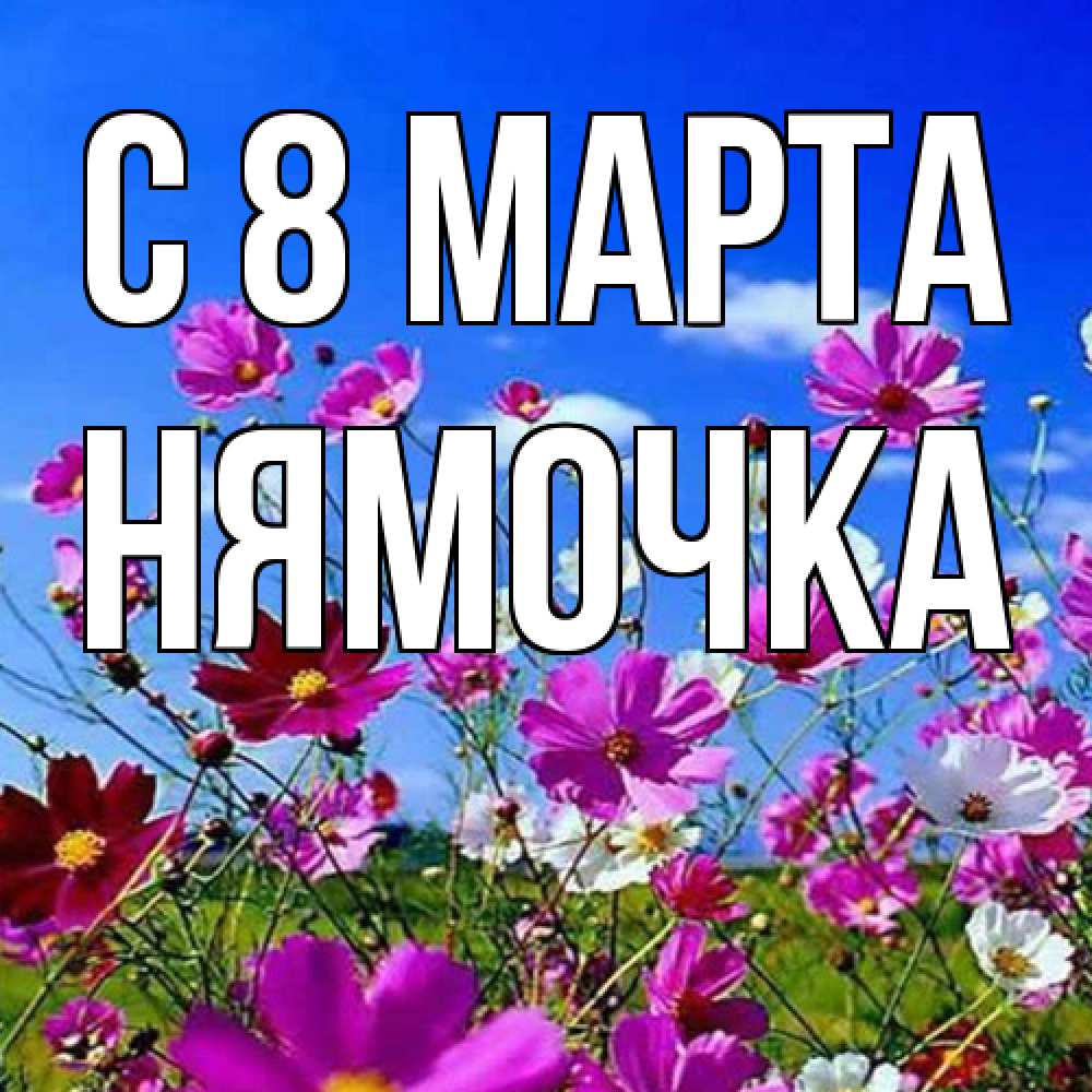 Открытка на каждый день с именем, нямочка C 8 МАРТА цветы Прикольная открытка с пожеланием онлайн скачать бесплатно 