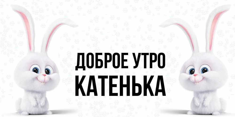 Открытка на каждый день с именем, Катенька Доброе утро кролики с длинными ушками Прикольная открытка с пожеланием онлайн скачать бесплатно 