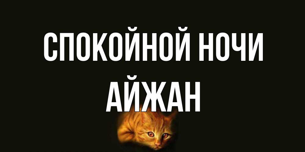 Открытка на каждый день с именем, Айжан Спокойной ночи кот Прикольная открытка с пожеланием онлайн скачать бесплатно 