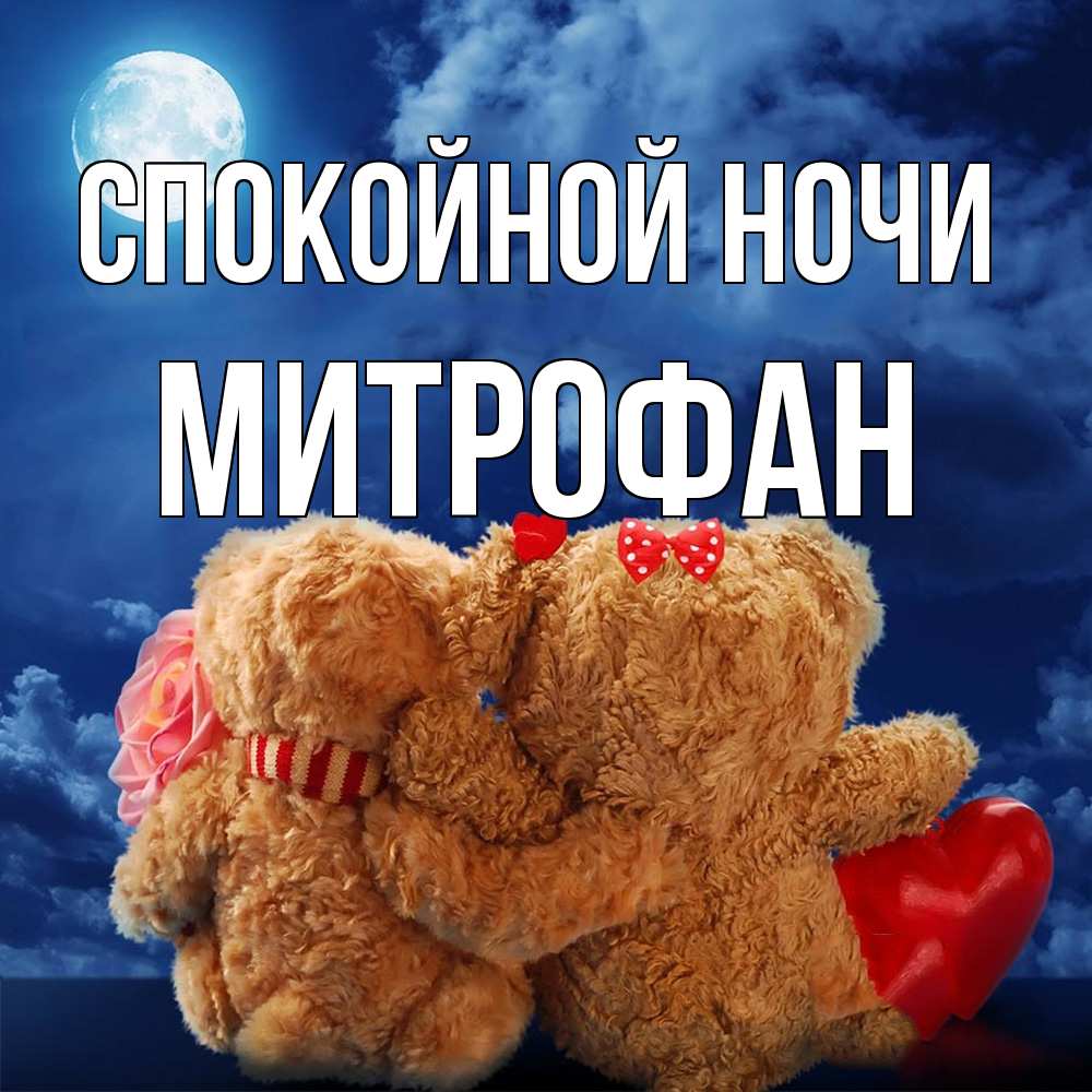 Открытка на каждый день с именем, Митрофан Спокойной ночи плюшевые Прикольная открытка с пожеланием онлайн скачать бесплатно 