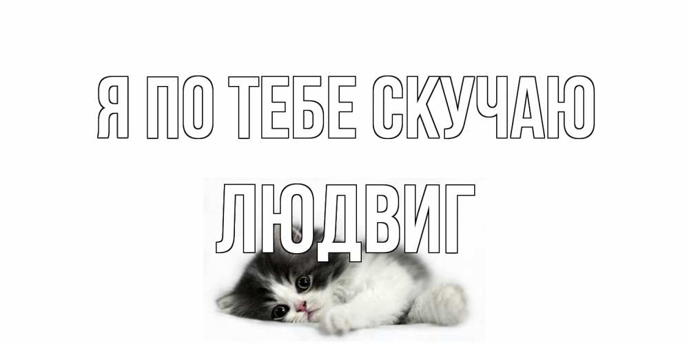 Открытка на каждый день с именем, Людвиг Я по тебе скучаю кот, скука Прикольная открытка с пожеланием онлайн скачать бесплатно 