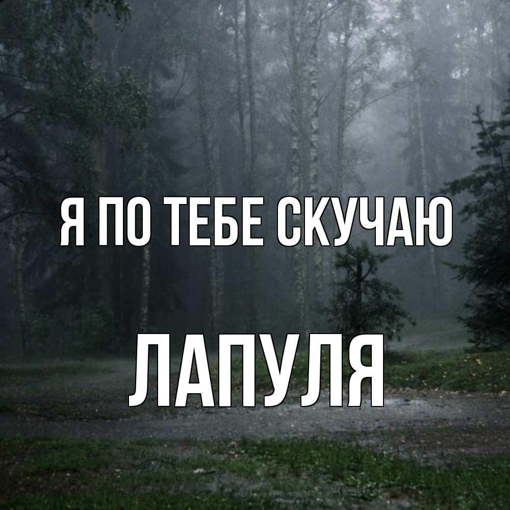 Открытка на каждый день с именем, Лапуля Я по тебе скучаю одна и плохо мне Прикольная открытка с пожеланием онлайн скачать бесплатно 