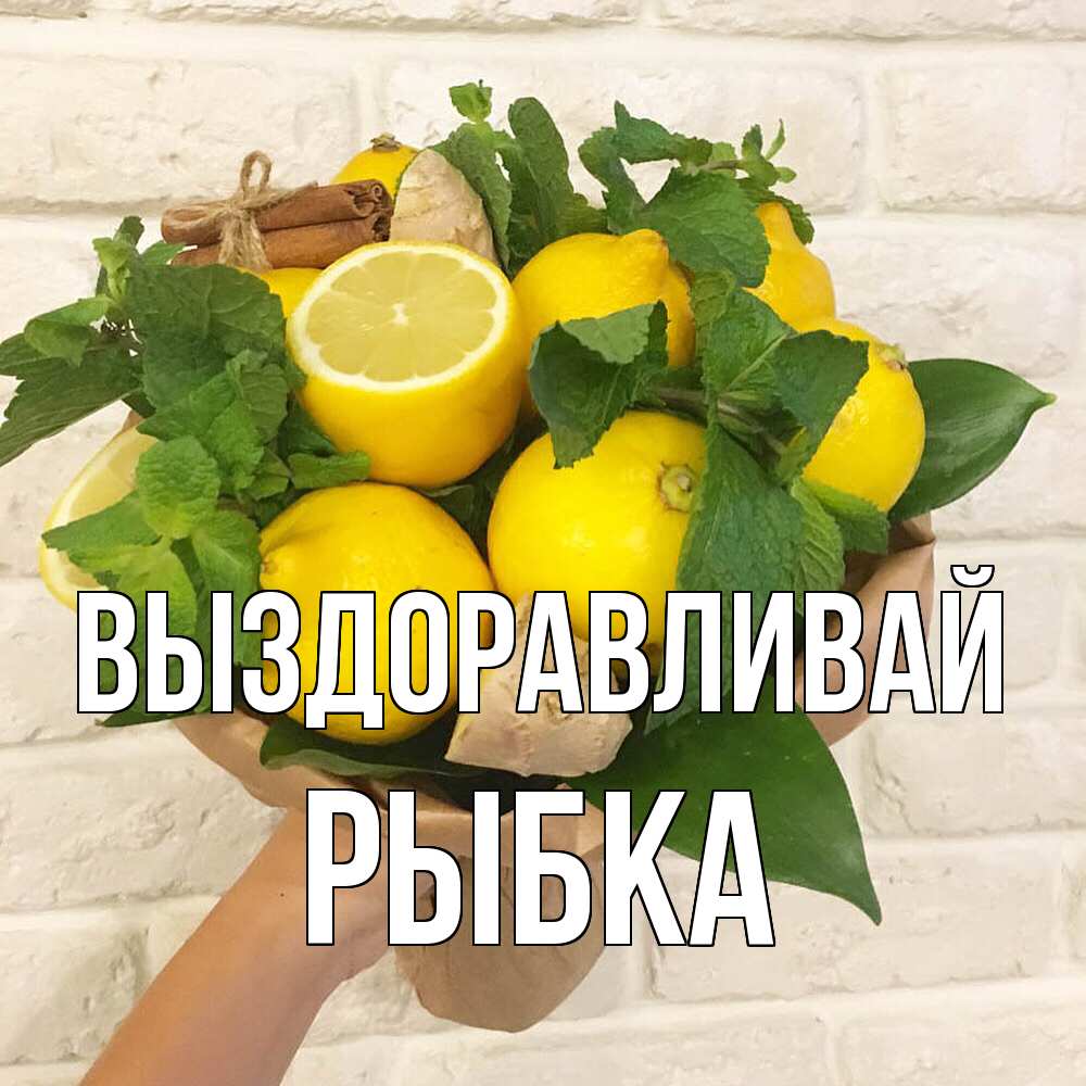 Открытка на каждый день с именем, Рыбка Выздоравливай витамины Прикольная открытка с пожеланием онлайн скачать бесплатно 