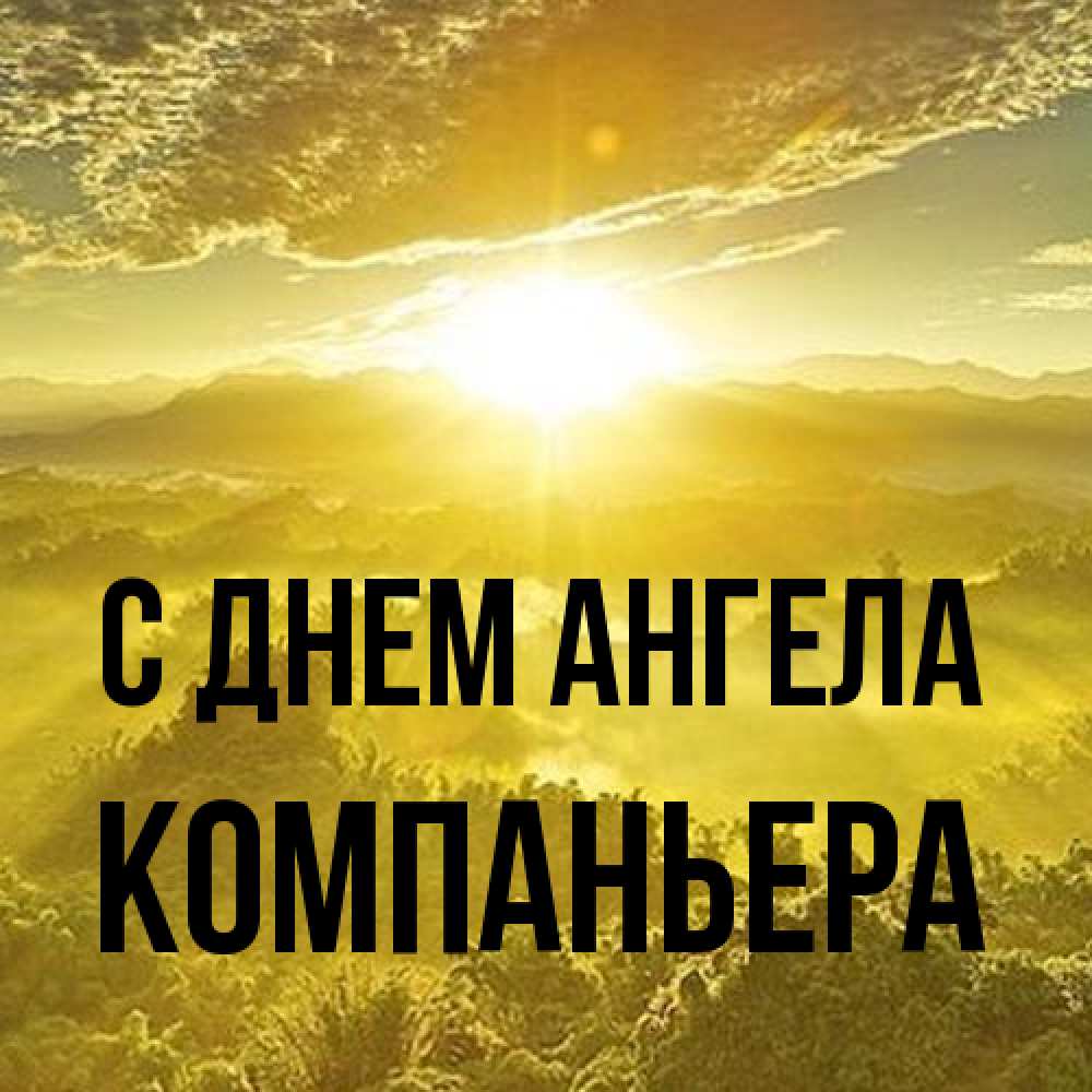 Открытка на каждый день с именем, Компаньера С днем ангела леса и небо в желтом Прикольная открытка с пожеланием онлайн скачать бесплатно 