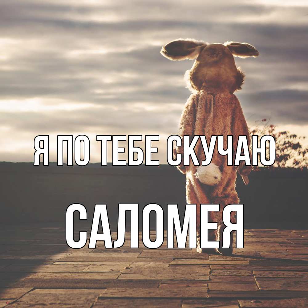Открытка на каждый день с именем, Саломея Я по тебе скучаю даже в костюме зайца Прикольная открытка с пожеланием онлайн скачать бесплатно 
