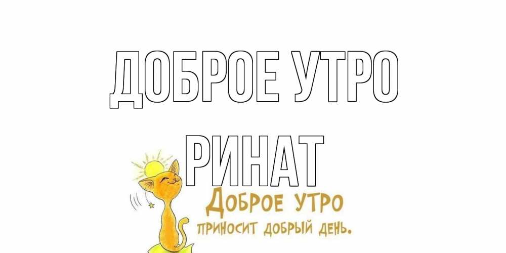 Открытка на каждый день с именем, Ринат Доброе утро кот, солнце Прикольная открытка с пожеланием онлайн скачать бесплатно 