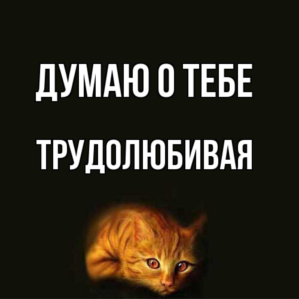 Открытка на каждый день с именем, Тpудолюбивая Думаю о тебе рыжий Прикольная открытка с пожеланием онлайн скачать бесплатно 