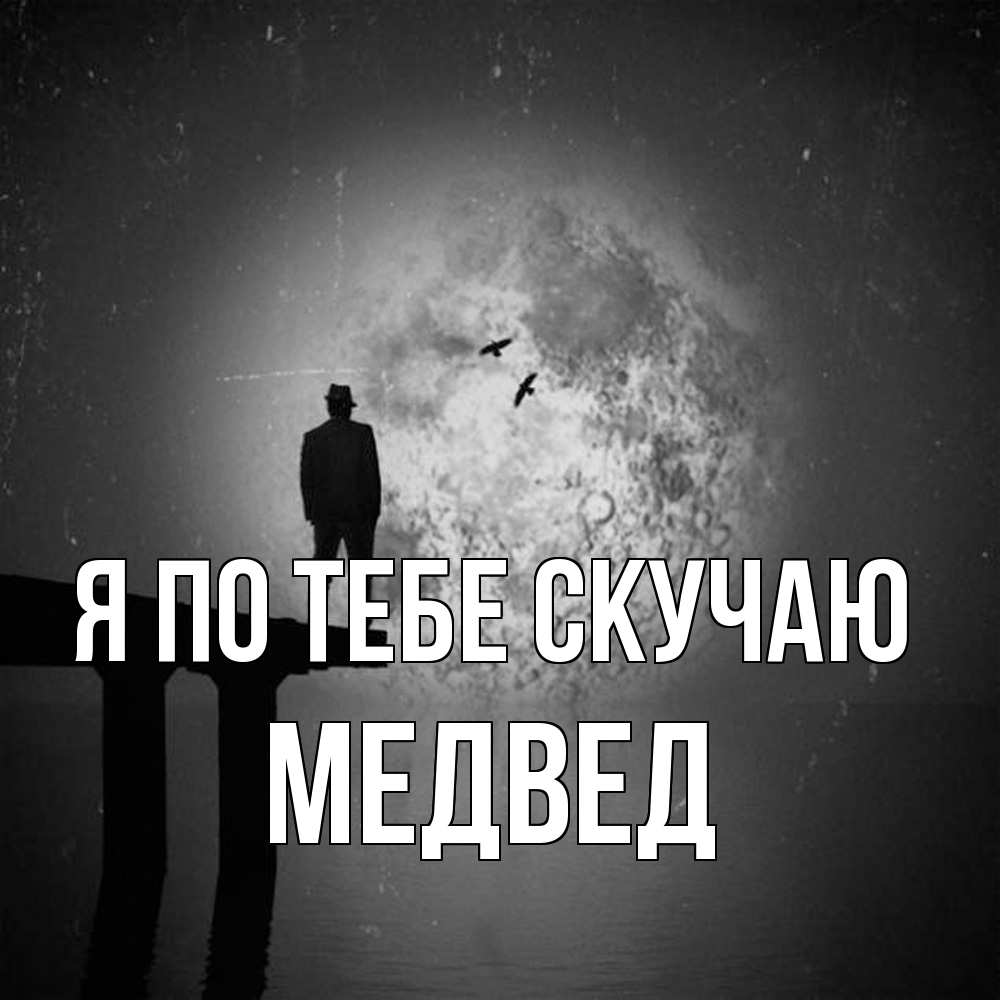 Открытка на каждый день с именем, Медвед Я по тебе скучаю мост 1 Прикольная открытка с пожеланием онлайн скачать бесплатно 