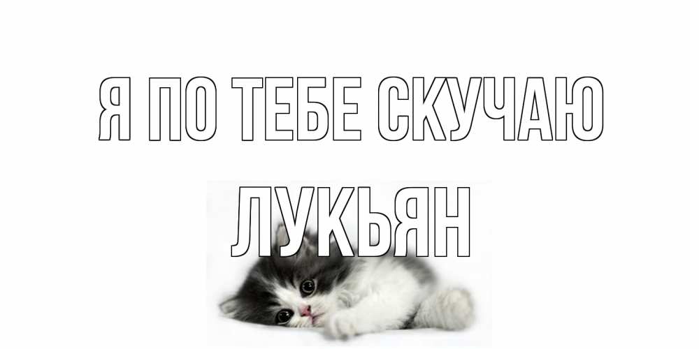 Открытка на каждый день с именем, Лукьян Я по тебе скучаю кот, скука Прикольная открытка с пожеланием онлайн скачать бесплатно 