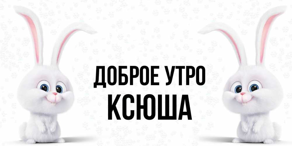 Открытка на каждый день с именем, Ксюша Доброе утро кролики с длинными ушками Прикольная открытка с пожеланием онлайн скачать бесплатно 