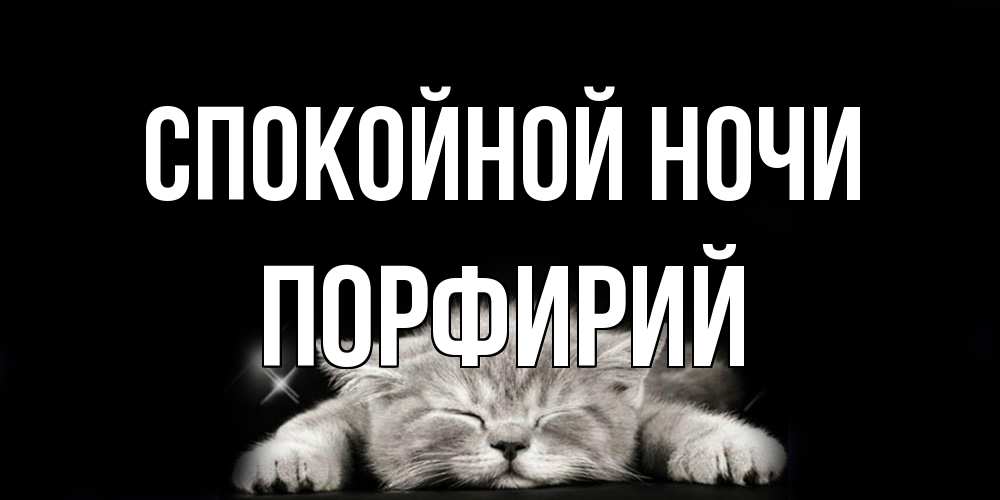 Открытка на каждый день с именем, Порфирий Спокойной ночи спящий котик Прикольная открытка с пожеланием онлайн скачать бесплатно 