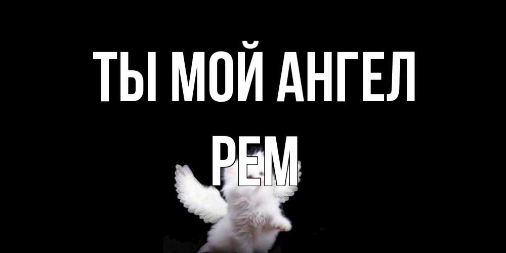 Открытка на каждый день с именем, Рем Ты мой ангел Кот ангел Прикольная открытка с пожеланием онлайн скачать бесплатно 