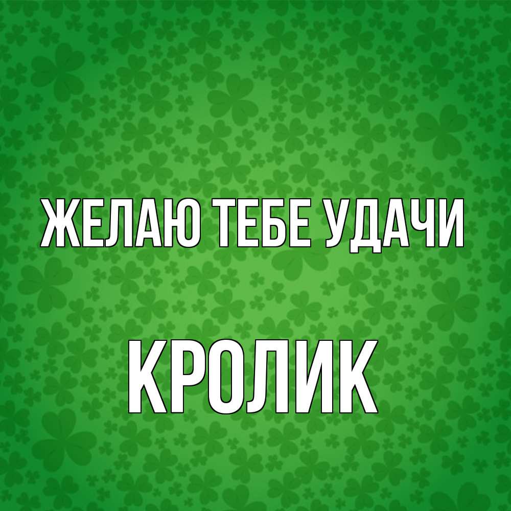 Открытка на каждый день с именем, кролик Желаю тебе удачи много листочков на удачу Прикольная открытка с пожеланием онлайн скачать бесплатно 