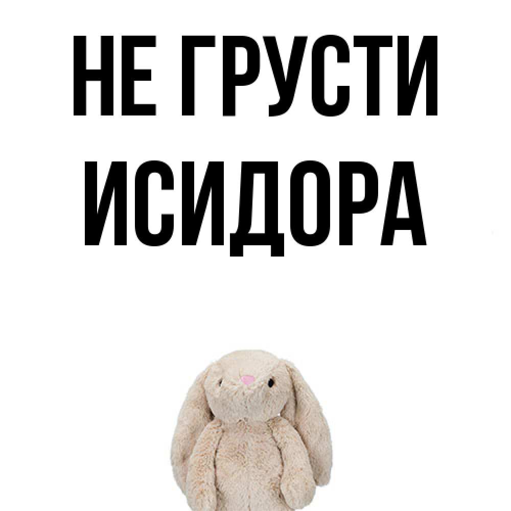 Открытка на каждый день с именем, Исидора Не грусти детская игрушка зайчика Прикольная открытка с пожеланием онлайн скачать бесплатно 