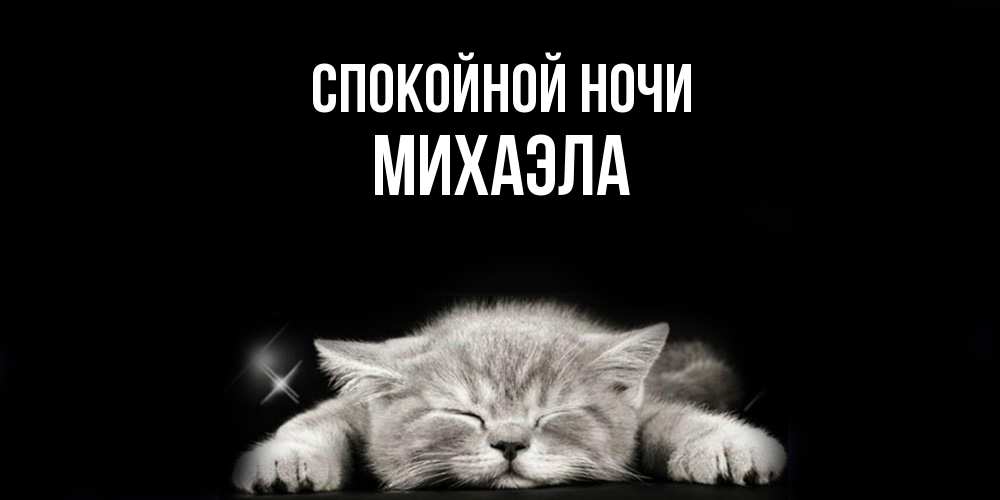 Открытка на каждый день с именем, Михаэла Спокойной ночи спящий котик Прикольная открытка с пожеланием онлайн скачать бесплатно 