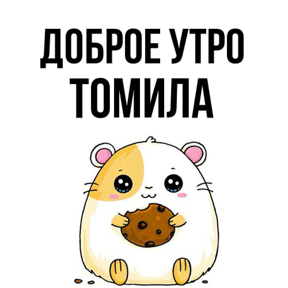 Открытка на каждый день с именем, Томила Доброе утро есть печеньку. Утречко Прикольная открытка с пожеланием онлайн скачать бесплатно 