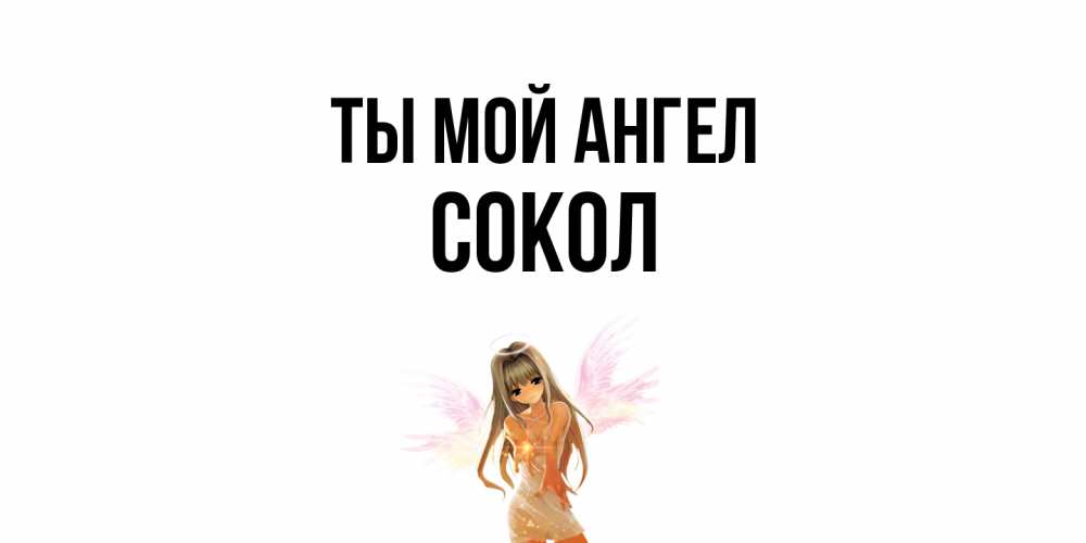 Открытка на каждый день с именем, Сокол Ты мой ангел ангел, аниме Прикольная открытка с пожеланием онлайн скачать бесплатно 