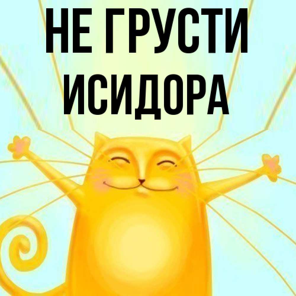 Открытка на каждый день с именем, Исидора Не грусти обнимашки усатые Прикольная открытка с пожеланием онлайн скачать бесплатно 