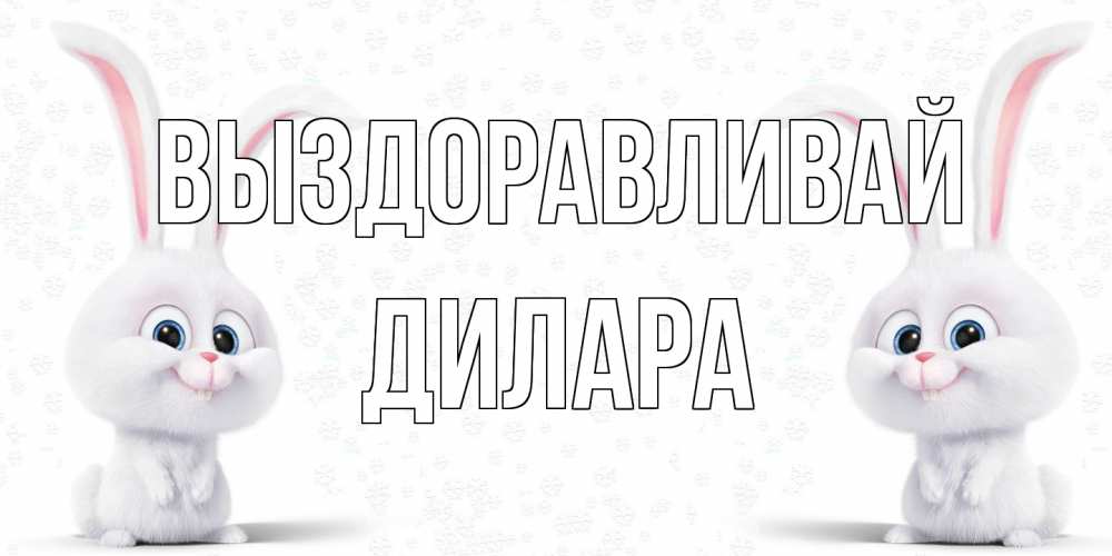 Открытка на каждый день с именем, Дилара Выздоравливай не болей с зайцем Прикольная открытка с пожеланием онлайн скачать бесплатно 