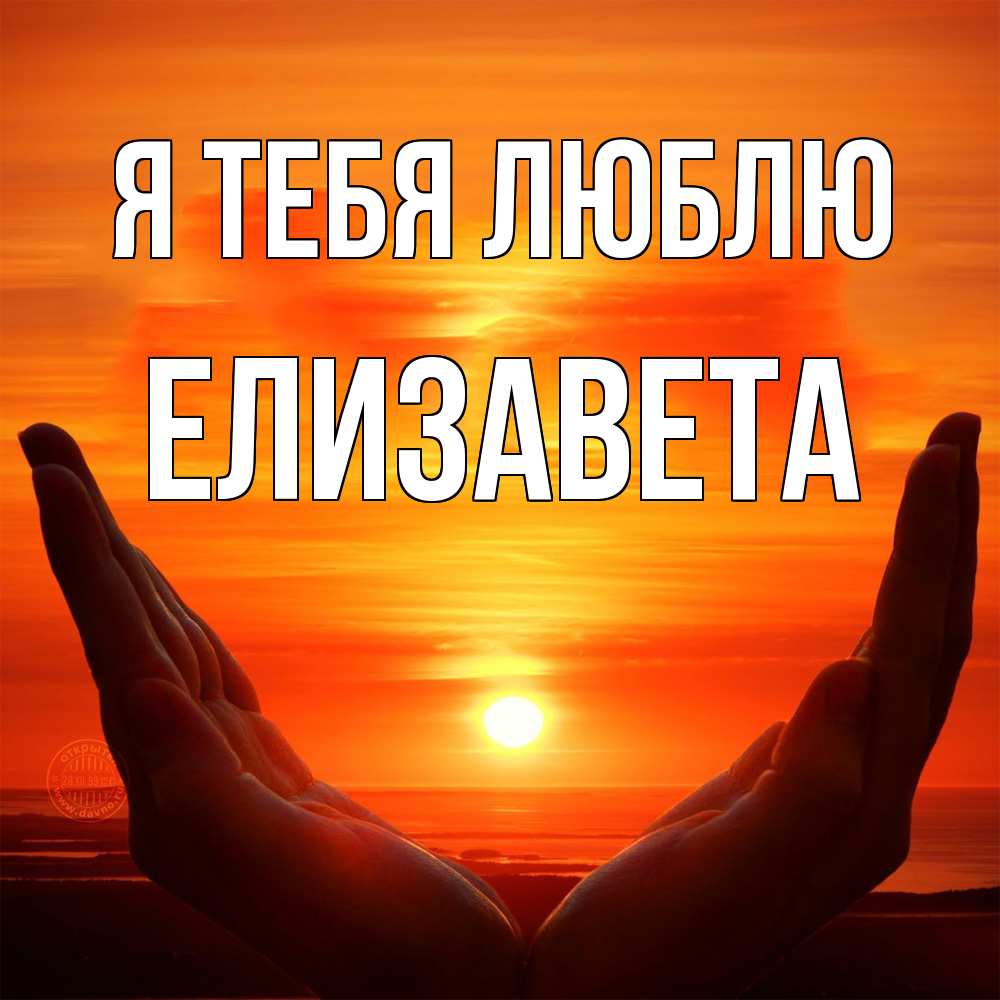 Открытка на каждый день с именем, Елизавета Я тебя люблю в руках Прикольная открытка с пожеланием онлайн скачать бесплатно 