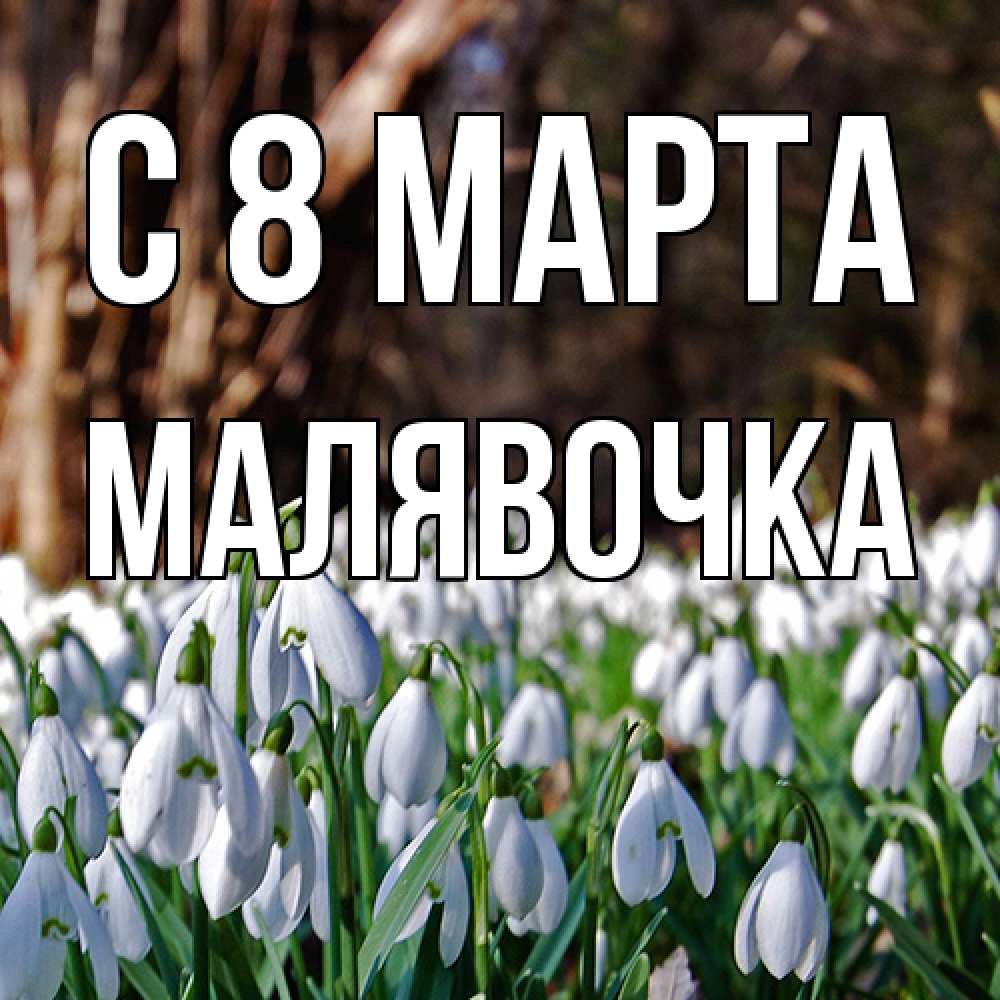 Открытка на каждый день с именем, малявочка C 8 МАРТА с подснежниками 1 Прикольная открытка с пожеланием онлайн скачать бесплатно 