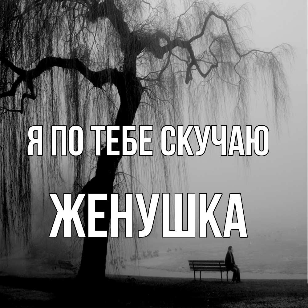Открытка на каждый день с именем, женушка Я по тебе скучаю лавочка под деревом я жду тебя Прикольная открытка с пожеланием онлайн скачать бесплатно 