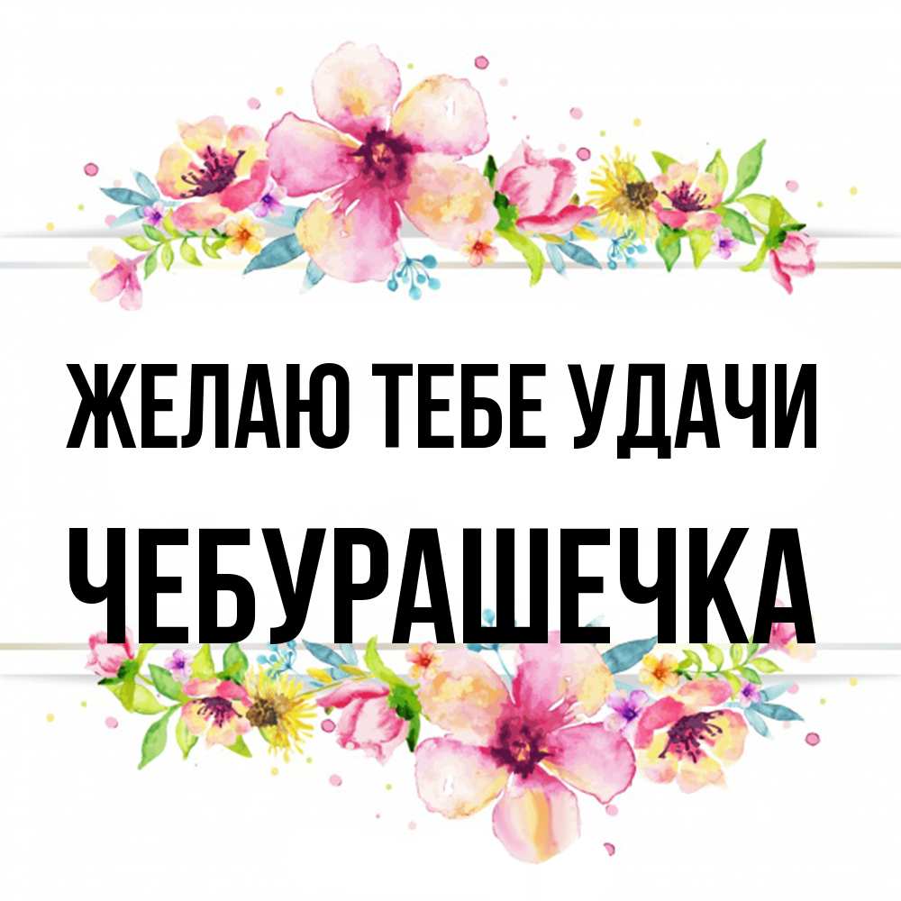 Открытка на каждый день с именем, Чебурашечка Желаю тебе удачи пусть повезет 1 Прикольная открытка с пожеланием онлайн скачать бесплатно 
