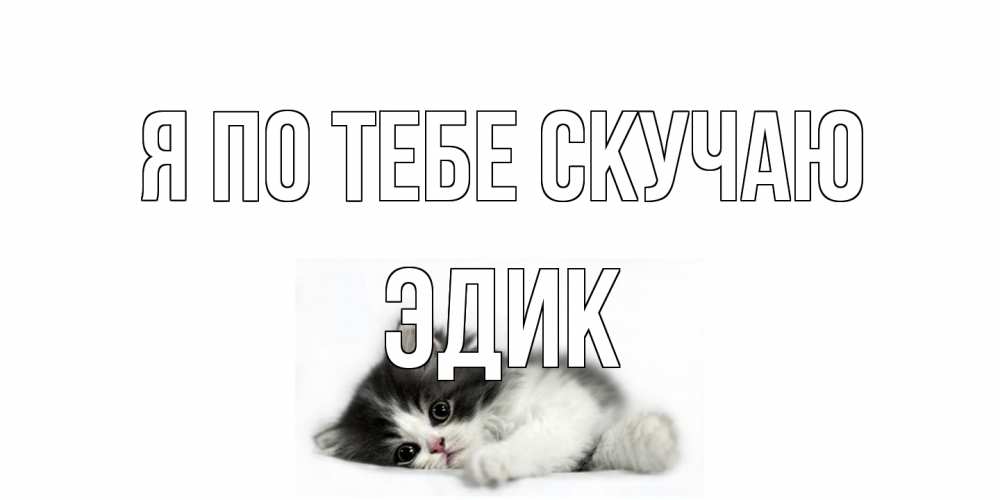 Открытка на каждый день с именем, Эдик Я по тебе скучаю кот, скука Прикольная открытка с пожеланием онлайн скачать бесплатно 