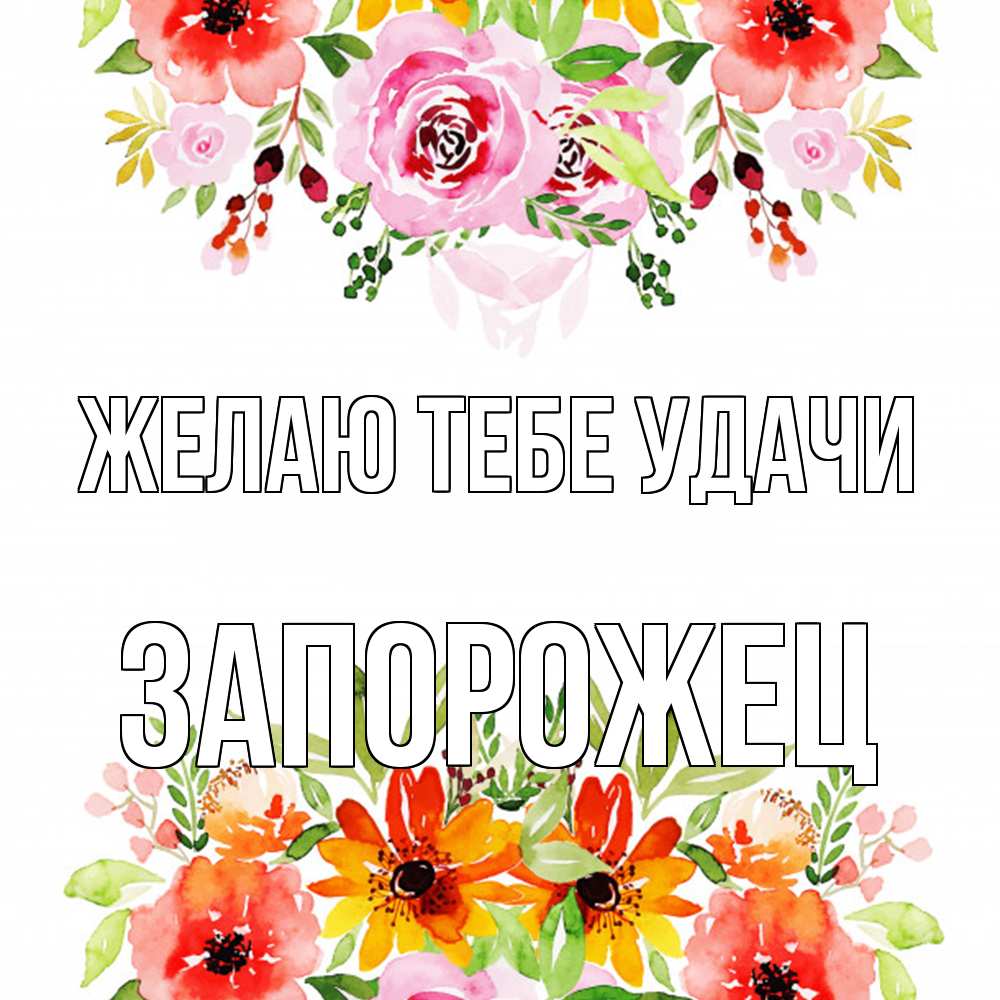 Открытка на каждый день с именем, Запорожец Желаю тебе удачи открытка с цветами акварелью Прикольная открытка с пожеланием онлайн скачать бесплатно 