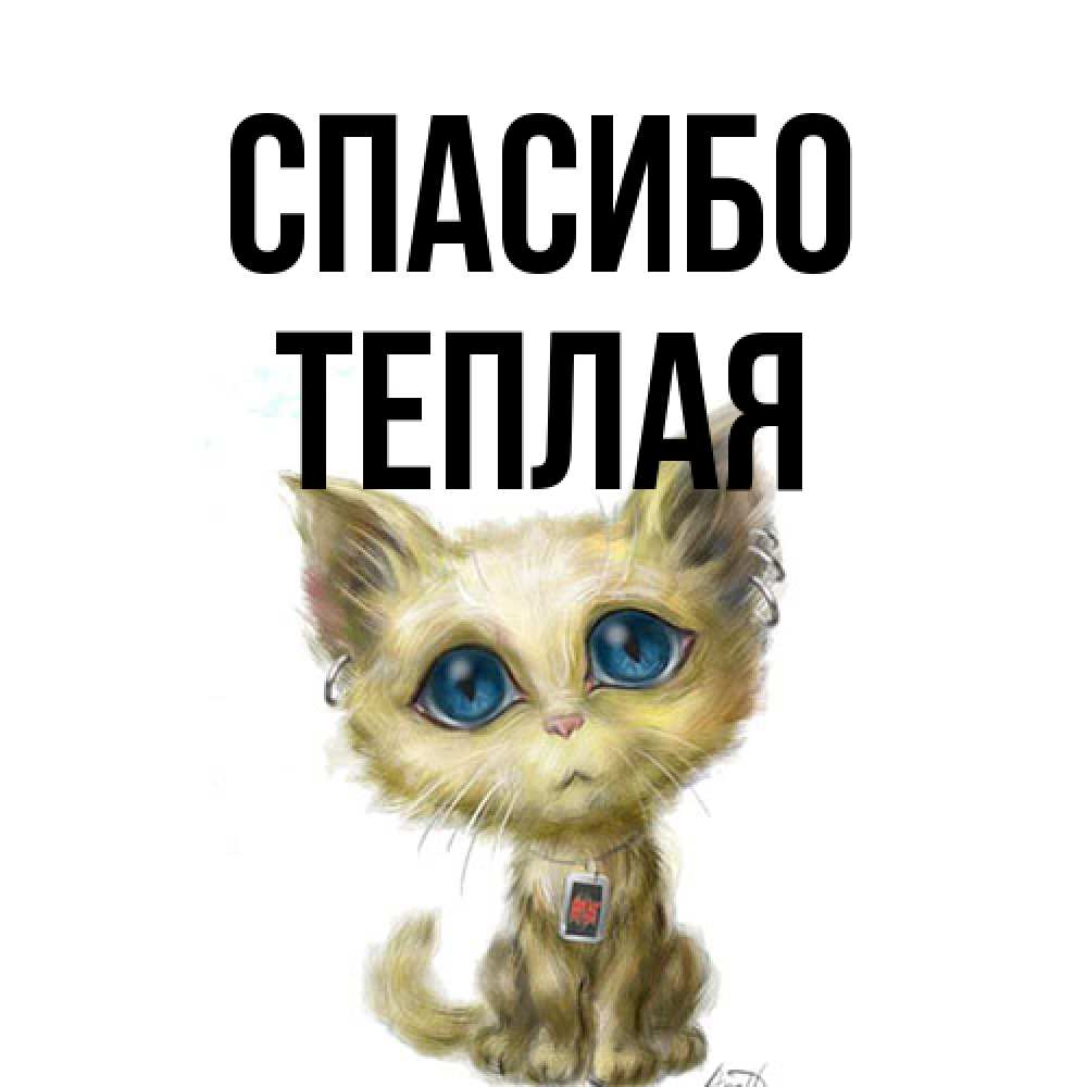 Открытка на каждый день с именем, теплая Спасибо рисованный кот благодарит вас Прикольная открытка с пожеланием онлайн скачать бесплатно 