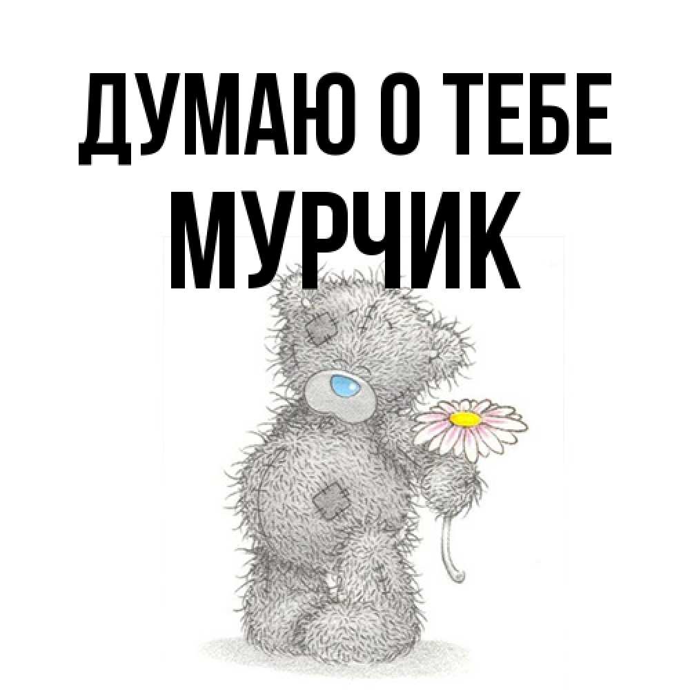 Открытка на каждый день с именем, Мурчик Думаю о тебе мысли только о тебе Прикольная открытка с пожеланием онлайн скачать бесплатно 