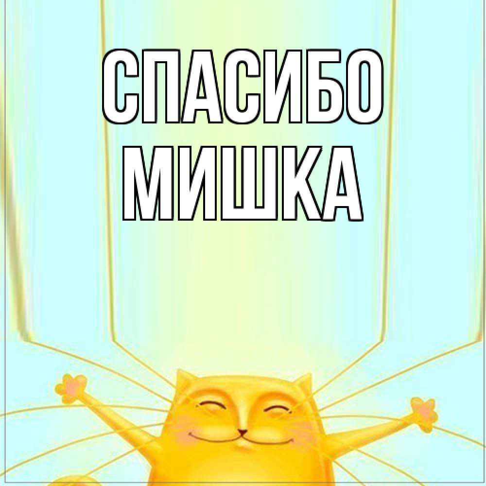 Открытка на каждый день с именем, Мишка Спасибо кот с усами благодарит Прикольная открытка с пожеланием онлайн скачать бесплатно 