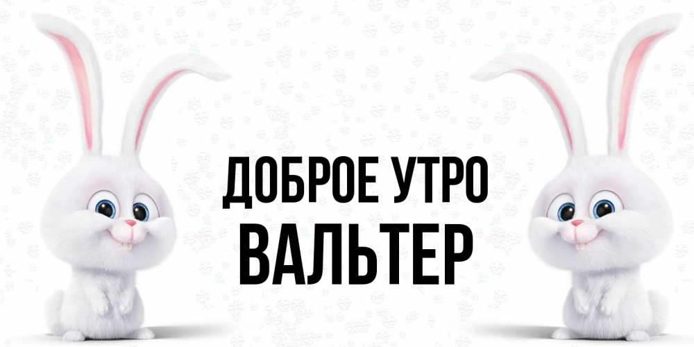 Открытка на каждый день с именем, Вальтер Доброе утро кролики с длинными ушками Прикольная открытка с пожеланием онлайн скачать бесплатно 
