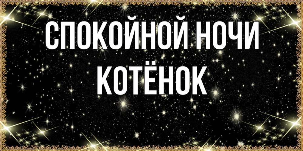 Открытка на каждый день с именем, Котёнок Спокойной ночи засыпаем под звездами Прикольная открытка с пожеланием онлайн скачать бесплатно 