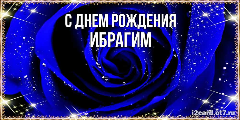 Открытка на каждый день с именем, Ибрагим С днем рождения голубые цветы в росе Прикольная открытка с пожеланием онлайн скачать бесплатно 