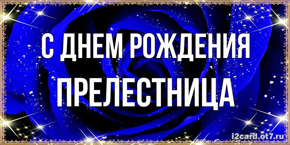 Открытка на каждый день с именем, Прелестница С днем рождения голубые цветы в росе Прикольная открытка с пожеланием онлайн скачать бесплатно 