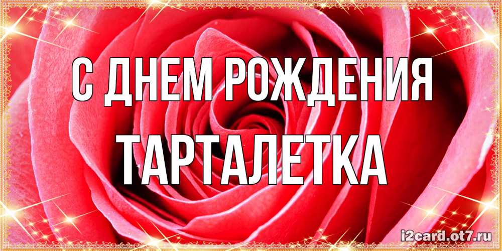 Открытка на каждый день с именем, Тарталетка С днем рождения розовая роза очень крупный бутон Прикольная открытка с пожеланием онлайн скачать бесплатно 