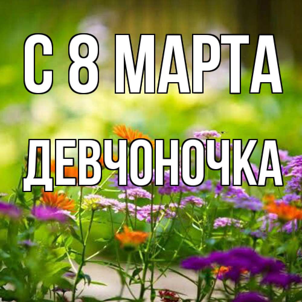 Открытка на каждый день с именем, девчоночка C 8 МАРТА цветы Прикольная открытка с пожеланием онлайн скачать бесплатно 