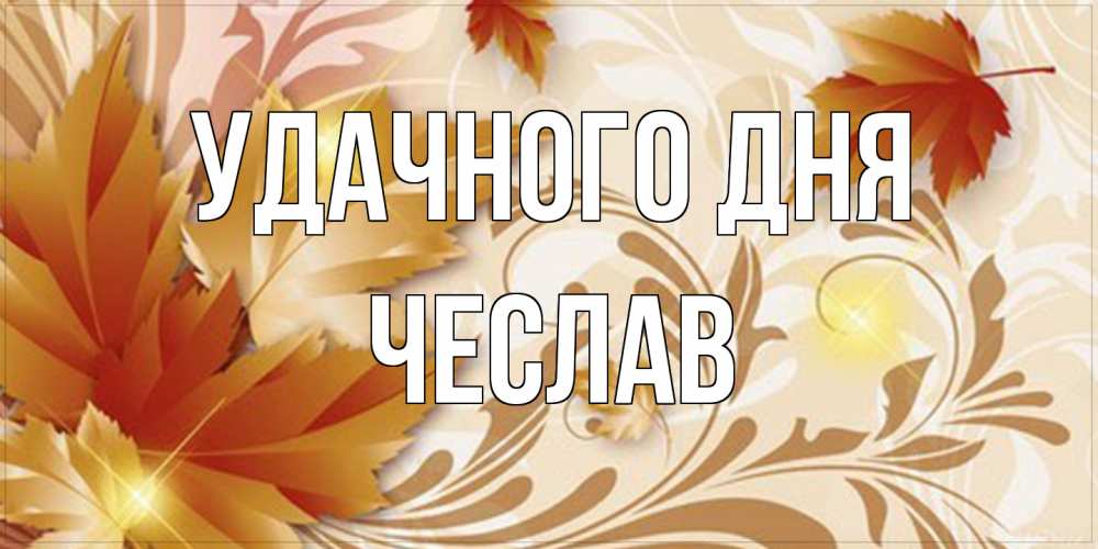 Открытка на каждый день с именем, Чеслав Удачного дня листики и осеннее настроение Прикольная открытка с пожеланием онлайн скачать бесплатно 