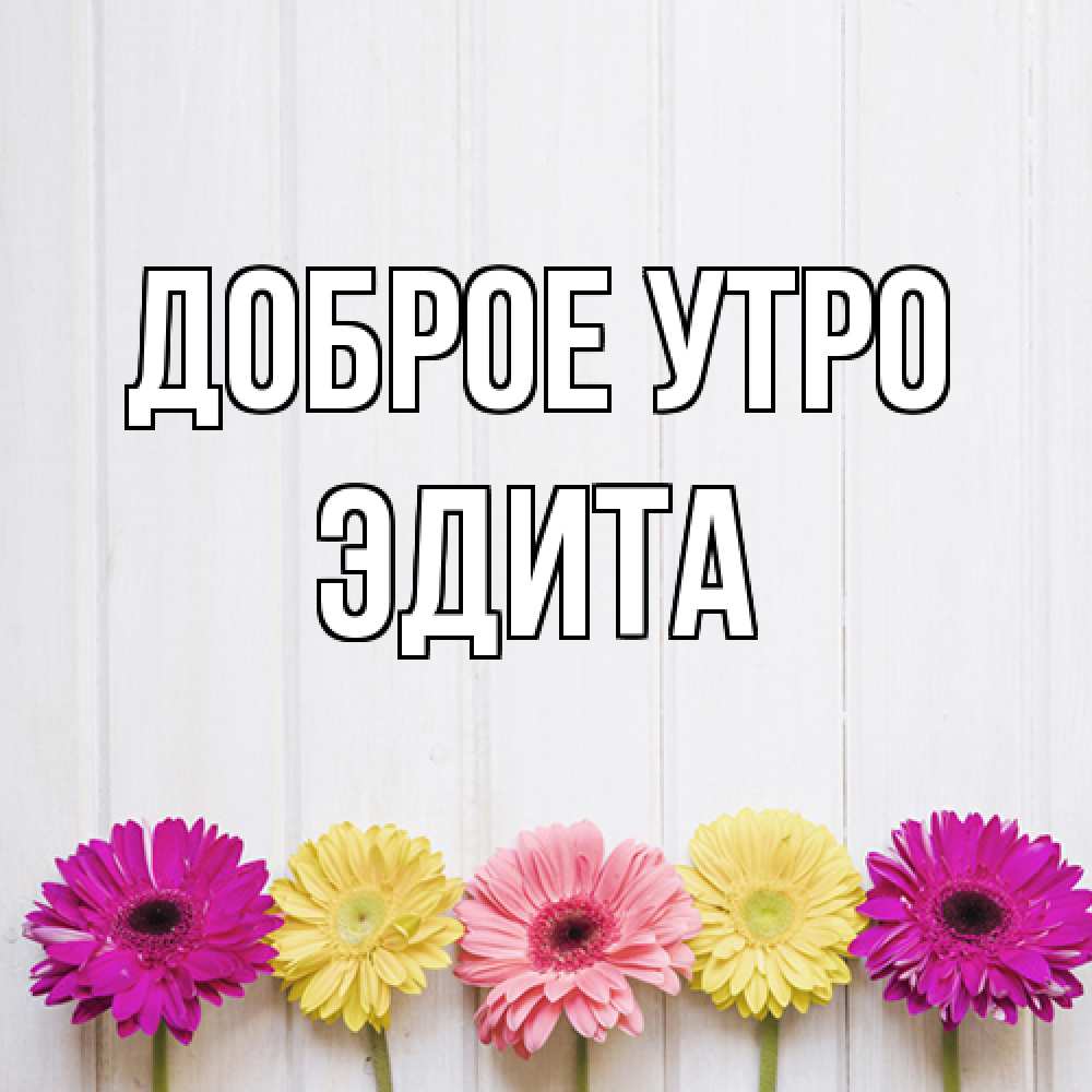 Открытка на каждый день с именем, Эдита Доброе утро красный желтый и розовый цветок Прикольная открытка с пожеланием онлайн скачать бесплатно 