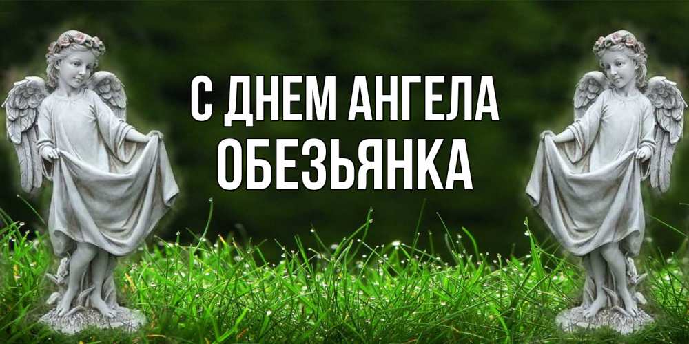 Открытка на каждый день с именем, Обезьянка С днем ангела небо, ангел, девушка Прикольная открытка с пожеланием онлайн скачать бесплатно 