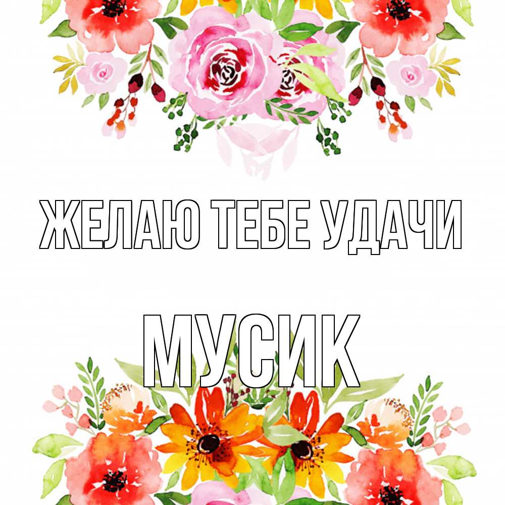 Открытка на каждый день с именем, мусик Желаю тебе удачи открытка с цветами акварелью Прикольная открытка с пожеланием онлайн скачать бесплатно 