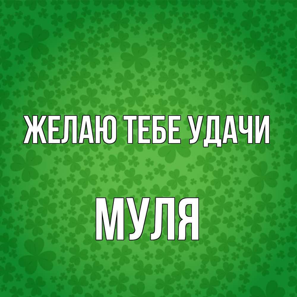 Открытка на каждый день с именем, Муля Желаю тебе удачи много листочков на удачу Прикольная открытка с пожеланием онлайн скачать бесплатно 