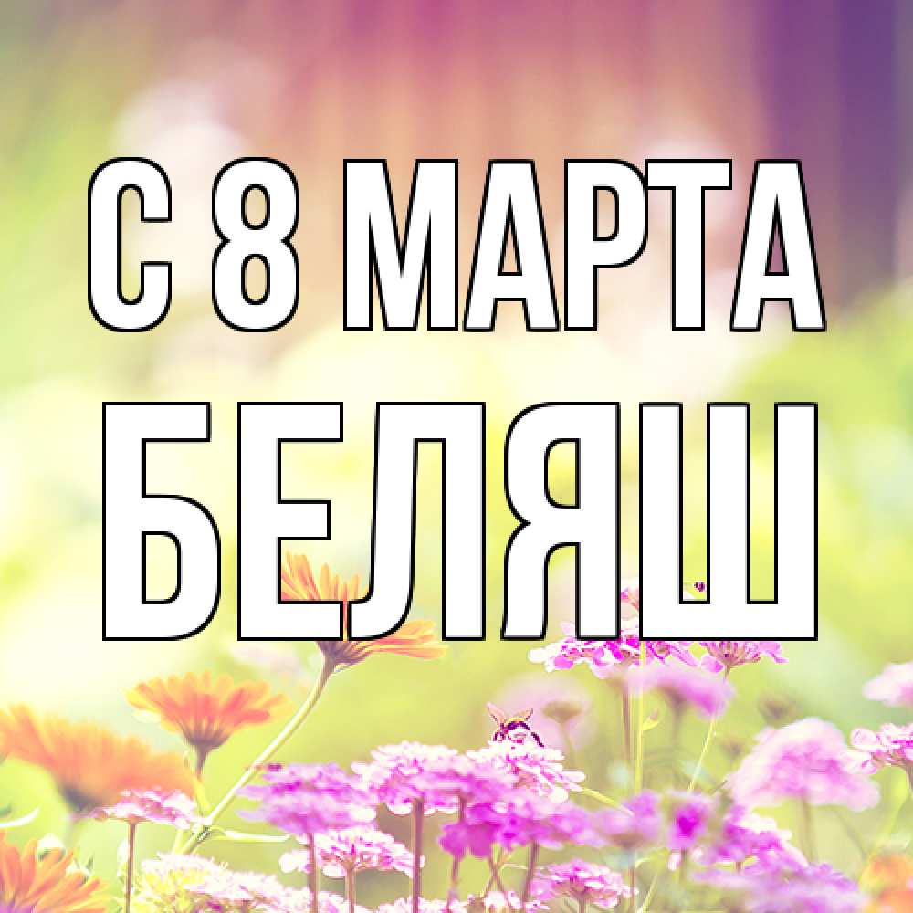 Открытка на каждый день с именем, Беляш C 8 МАРТА цветы весна Прикольная открытка с пожеланием онлайн скачать бесплатно 