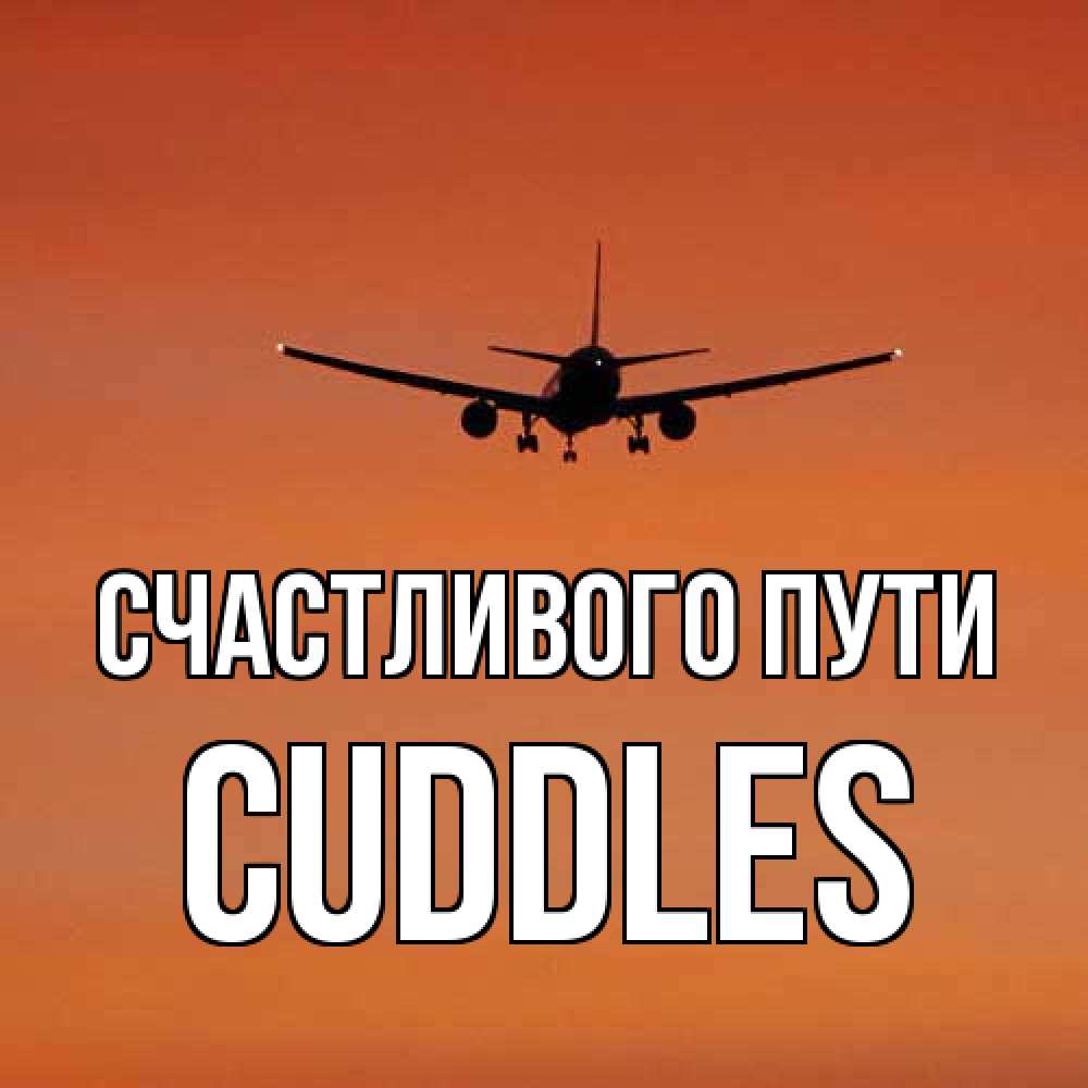 Открытка на каждый день с именем, Cuddles Счастливого пути силуэт самолета Прикольная открытка с пожеланием онлайн скачать бесплатно 