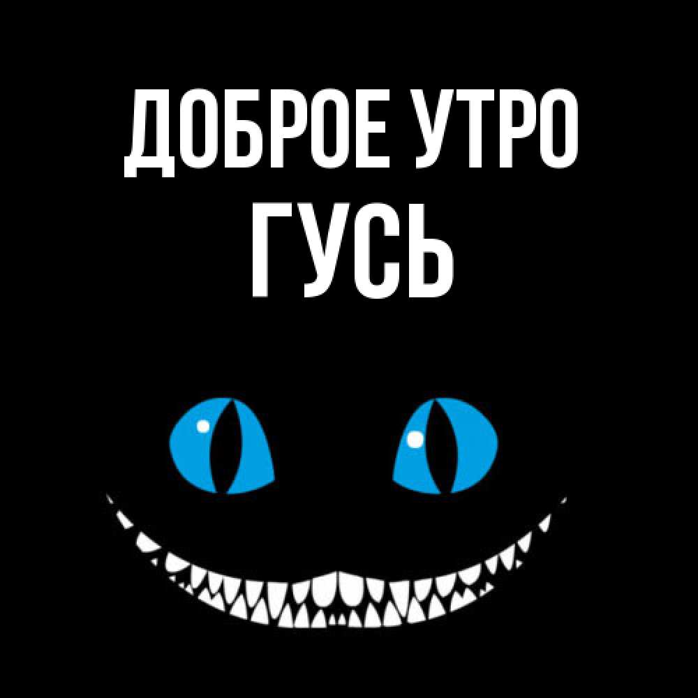 Открытка на каждый день с именем, Гусь Доброе утро голубые глаза и зубки Прикольная открытка с пожеланием онлайн скачать бесплатно 