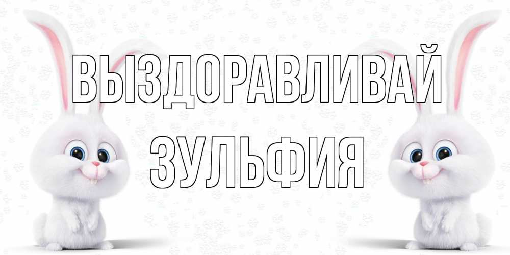 Открытка на каждый день с именем, Зульфия Выздоравливай не болей с зайцем Прикольная открытка с пожеланием онлайн скачать бесплатно 