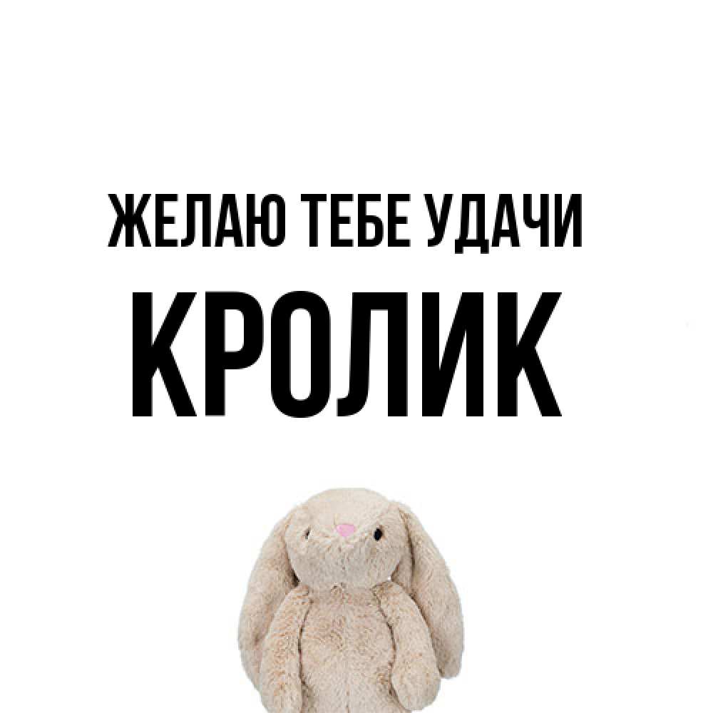 Открытка на каждый день с именем, кролик Желаю тебе удачи сайт создаватель открыток Прикольная открытка с пожеланием онлайн скачать бесплатно 